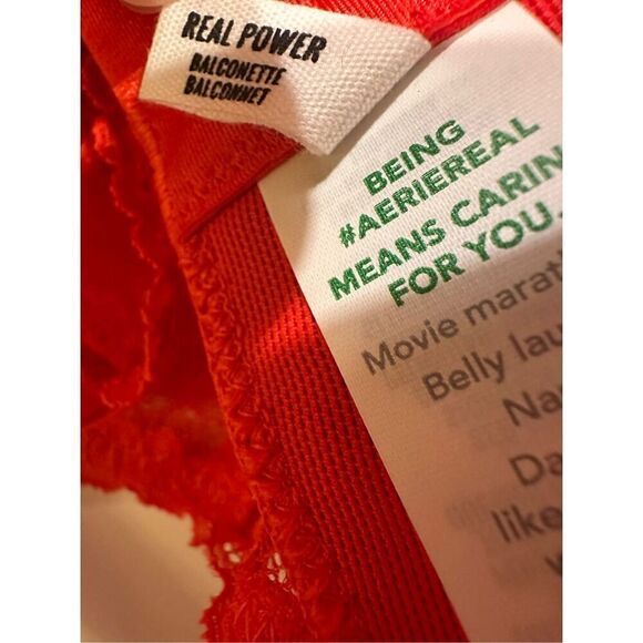 36D Aerie Real Power Wireless Push up Paisley Lace Bra in Holiday Red - Picture 6 of 8